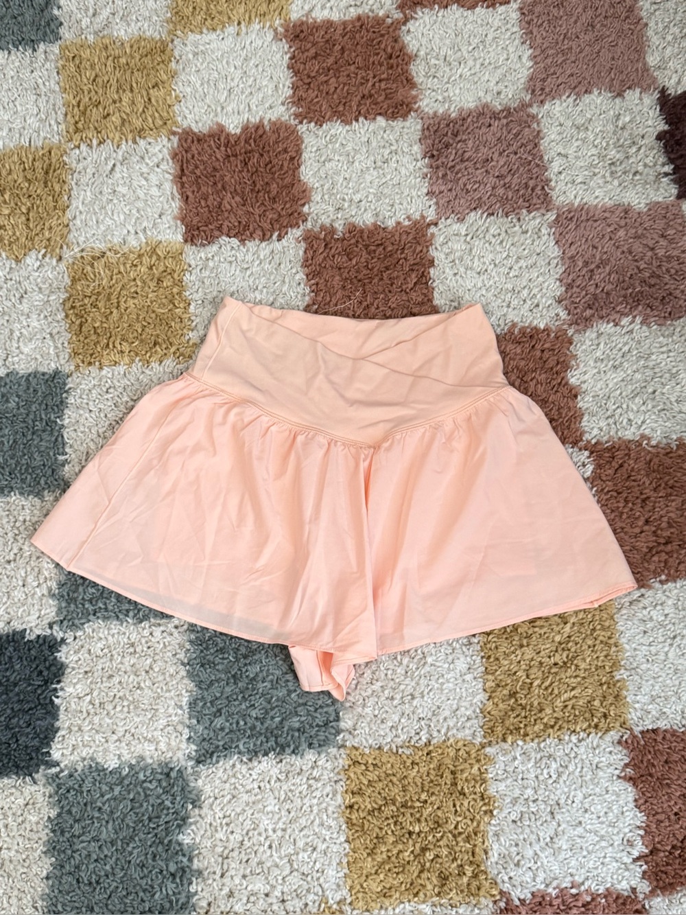 Aerie Women's Peach Athletic Short with Flared Overlay